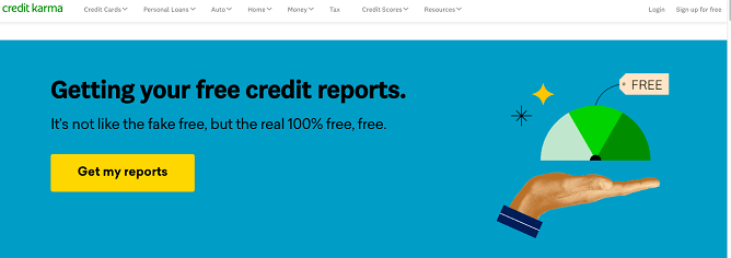 Credit Karma home page with CTA