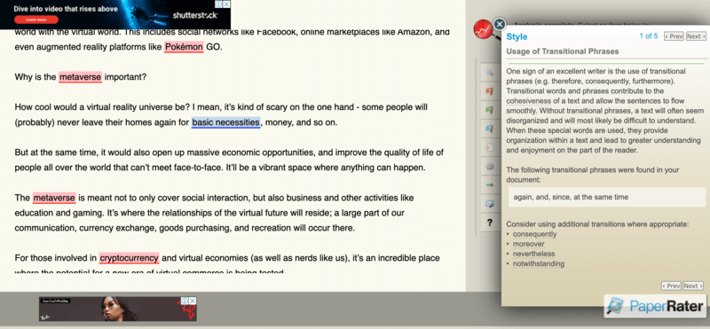 PaperRater Text Styling feature