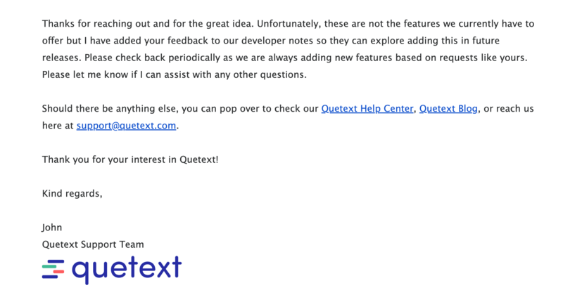 Email support - Quetext