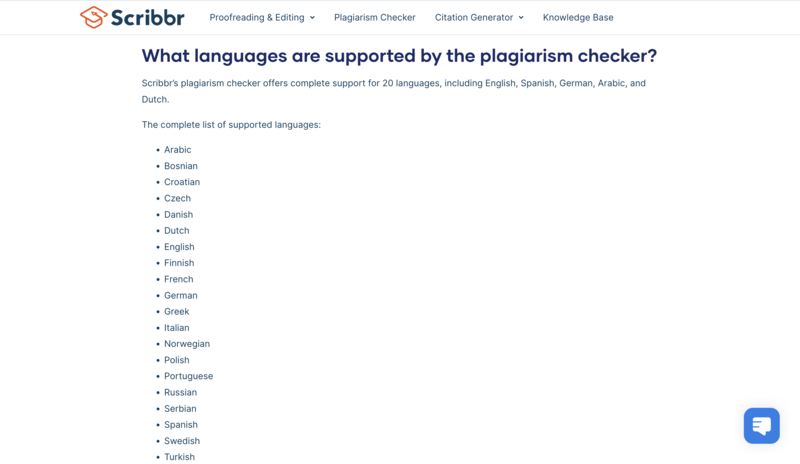 Scribbr supported languages