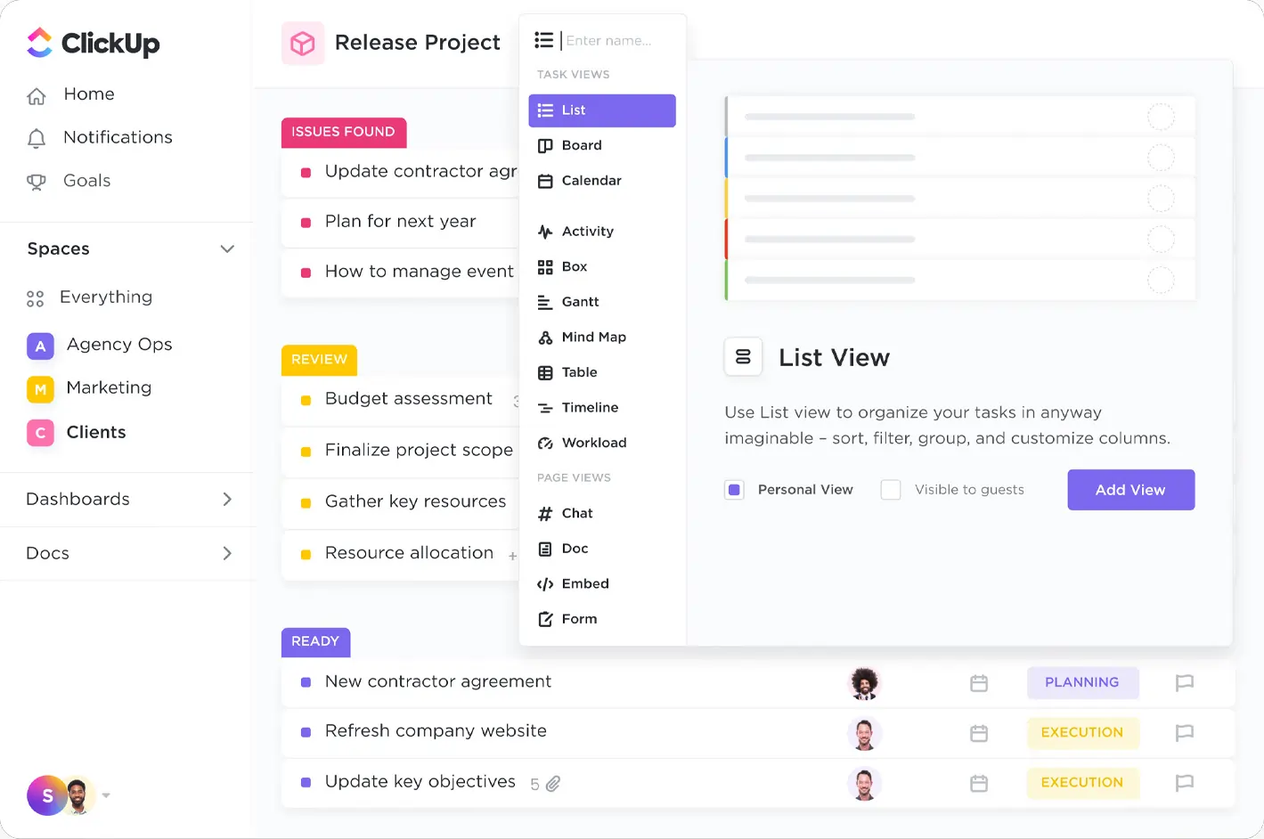 ClickUp Customizable Features