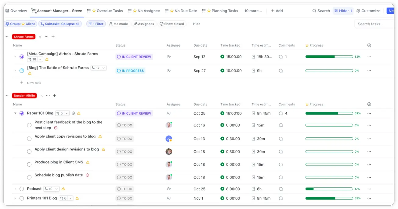 ClickUp Account Management