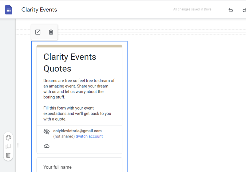 Google Sites Form customization feature