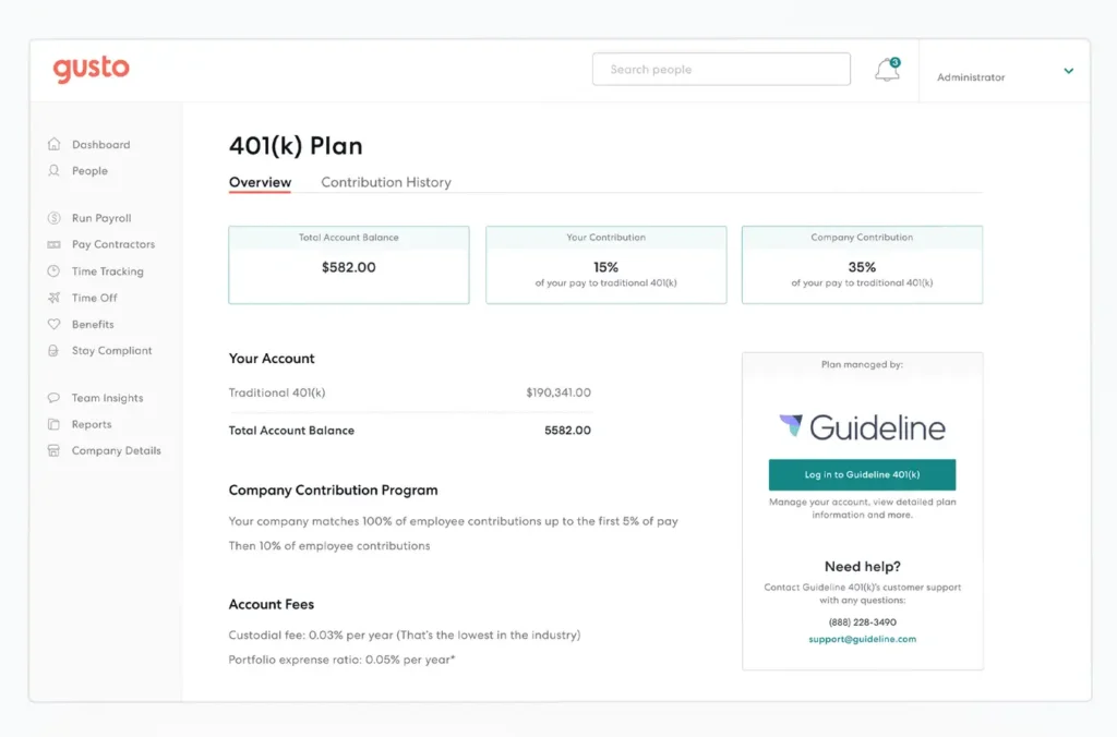 gusto hr 401(k) plan