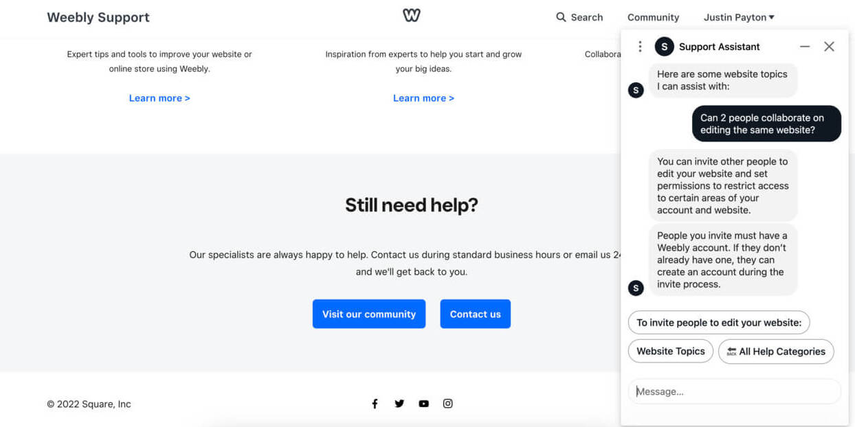 Weebly-Chatbot-Support