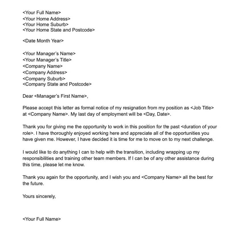 Resignation Letter 