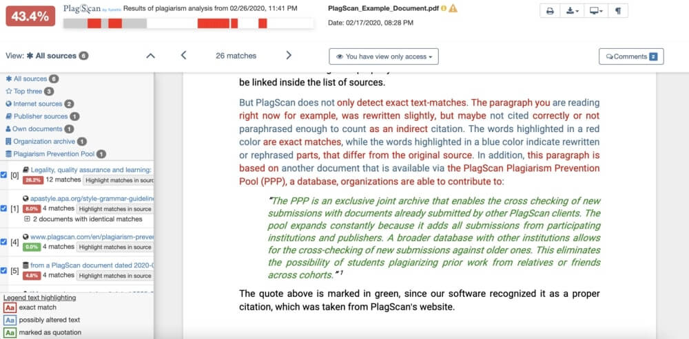 PlagScan Plagiarism checker report