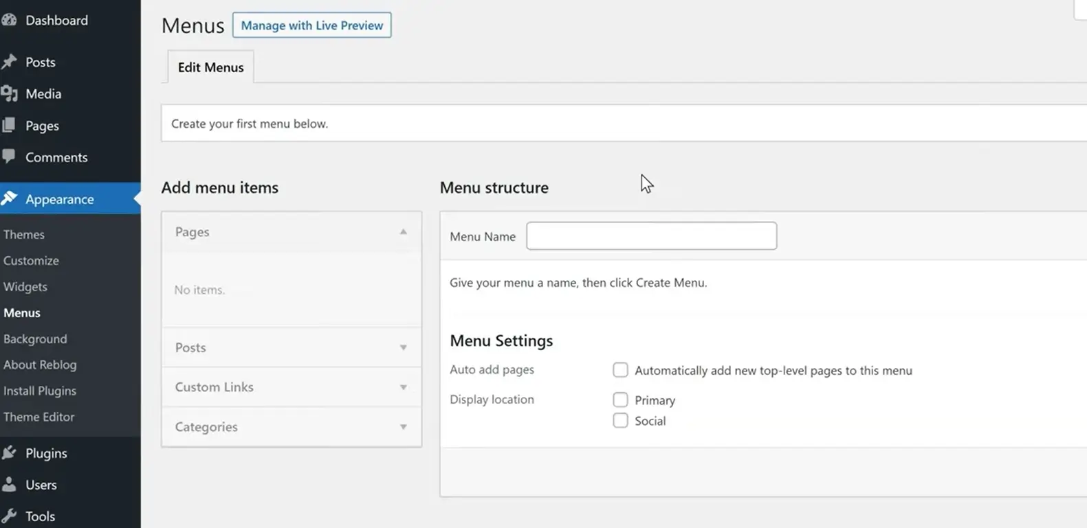 how to add Add a Navigation Menu in WordPress