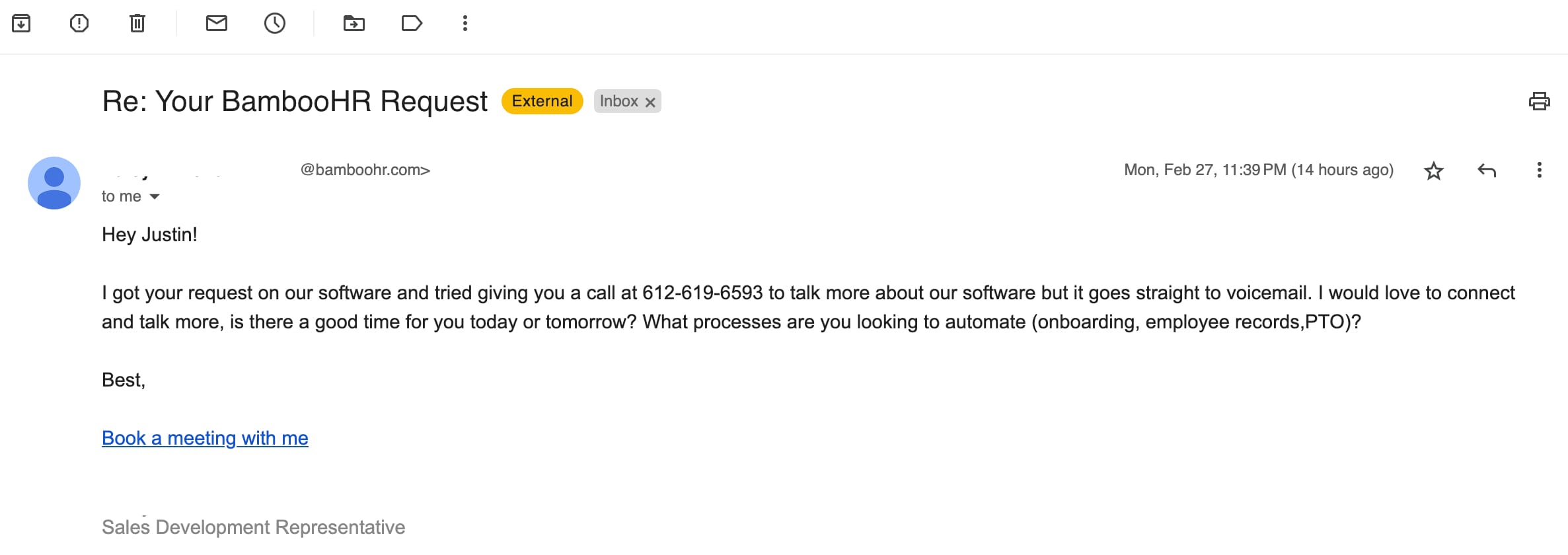 BambooHR email support