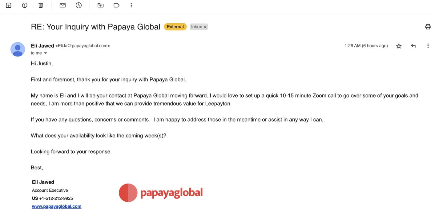 Papaya Email Reply