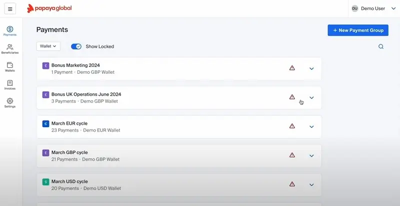 papaya global payments screen