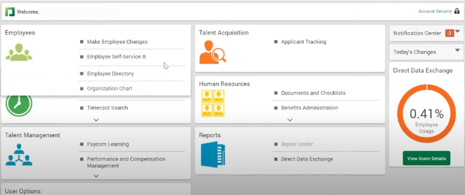 Paycom client dashboard