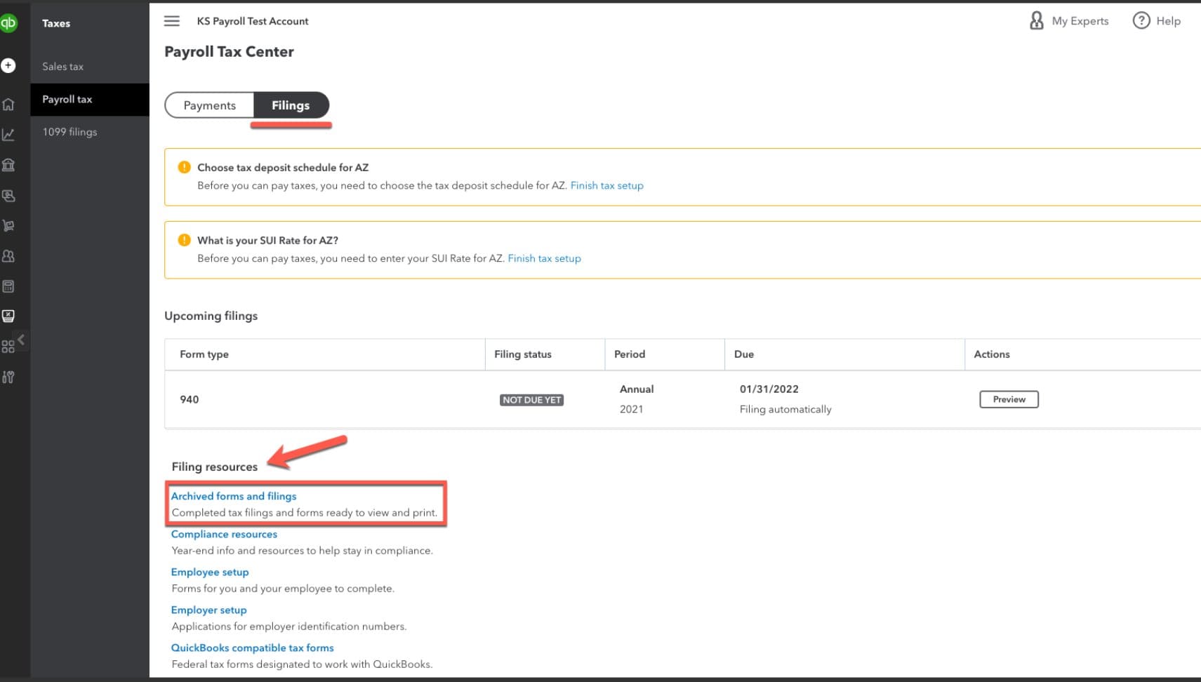QuickBooks Auto Taxes and Forms