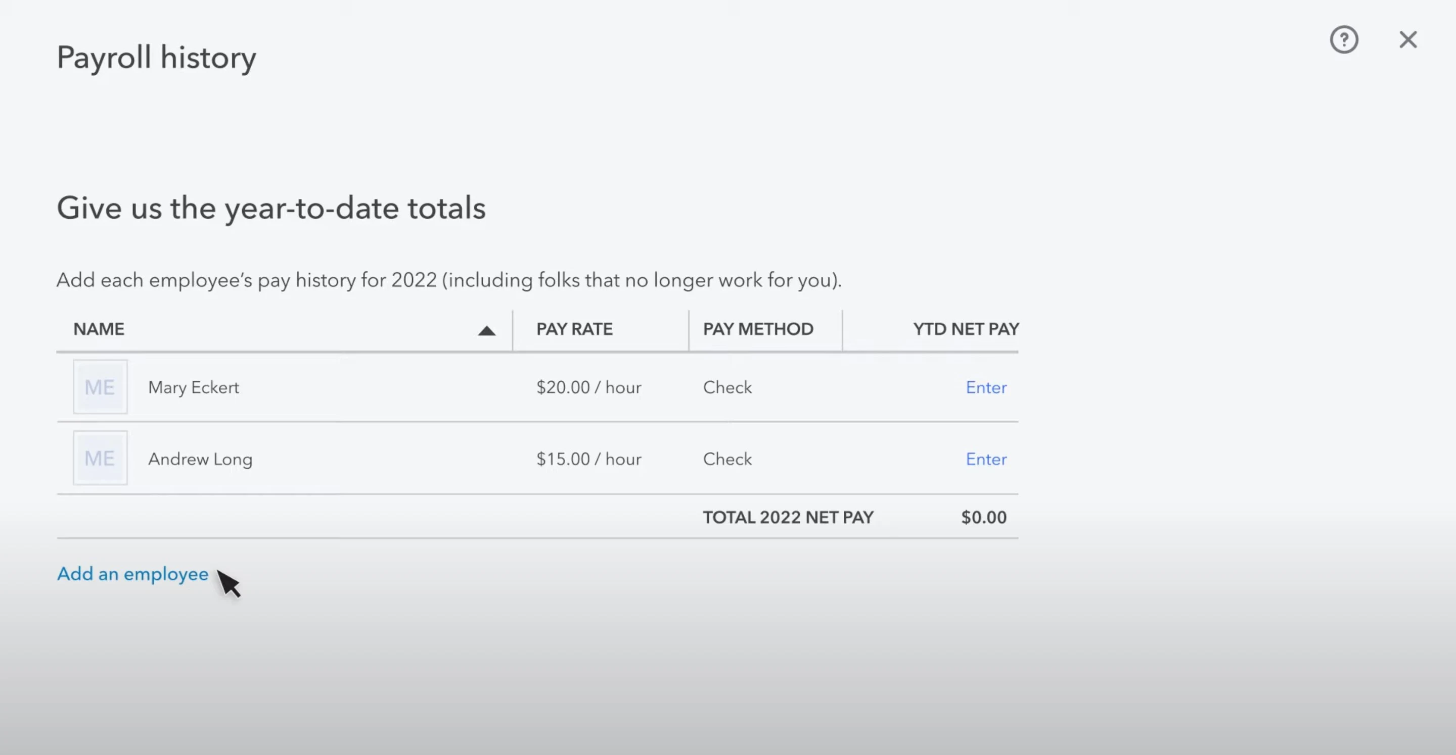QuickBooks Payroll History
