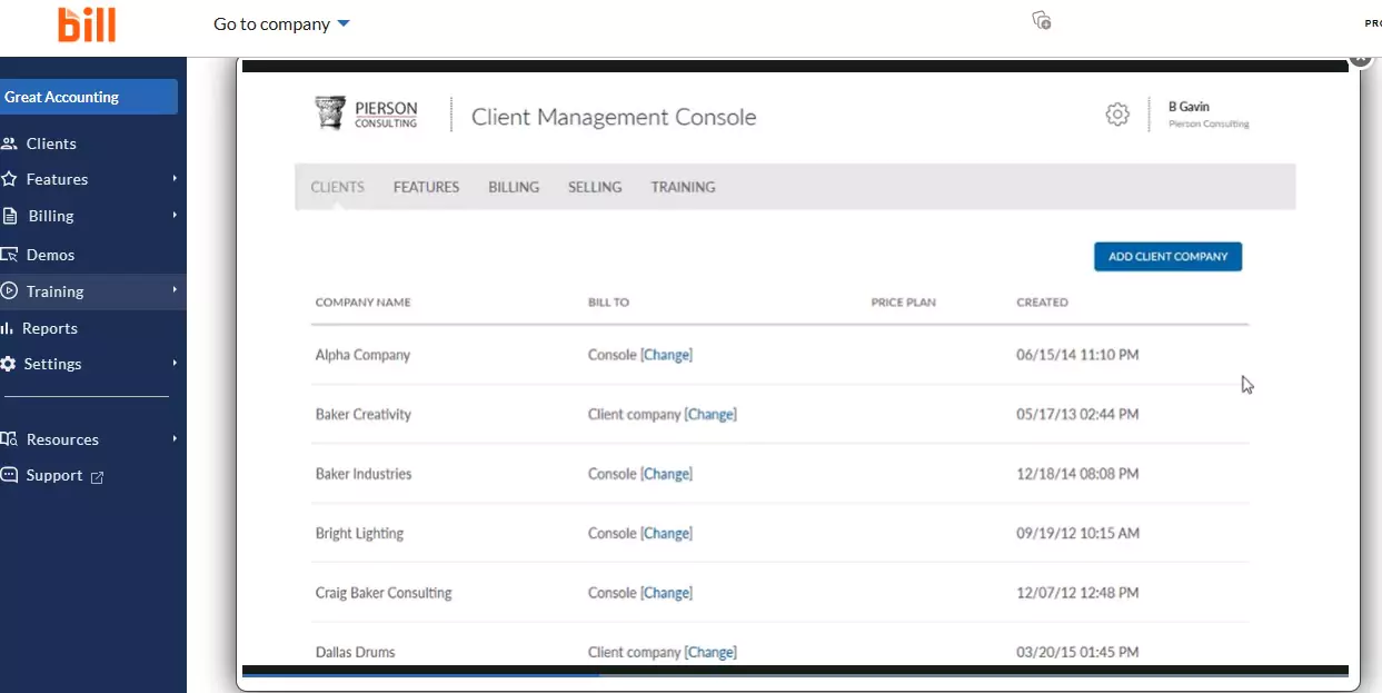 bill.com Accounts Receivable console training