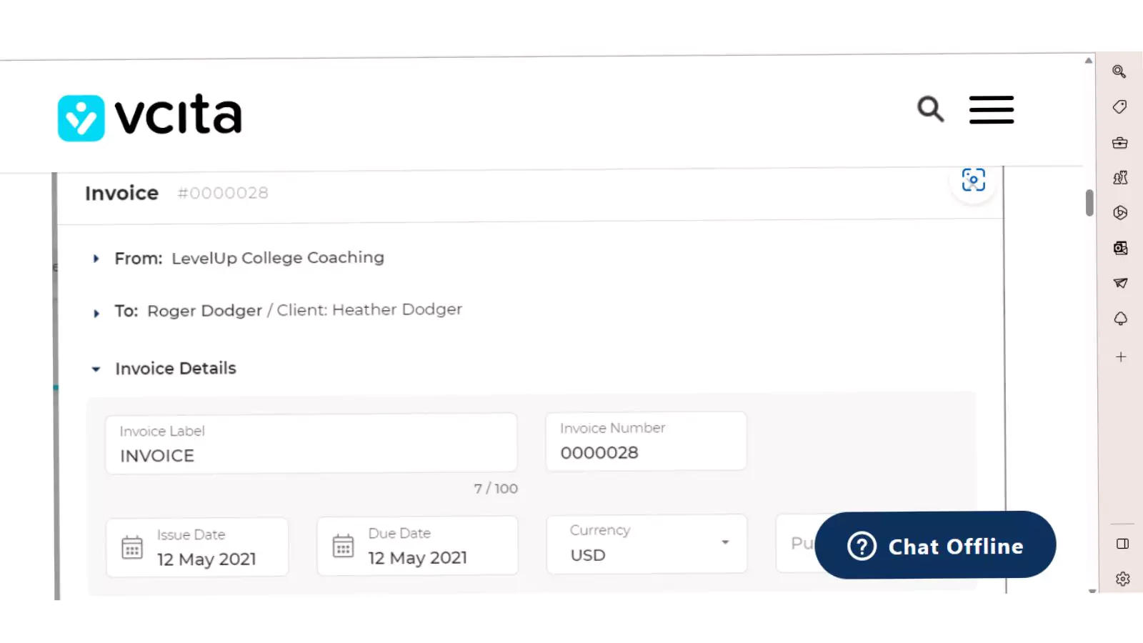 vcita accounts receivable creating invoices