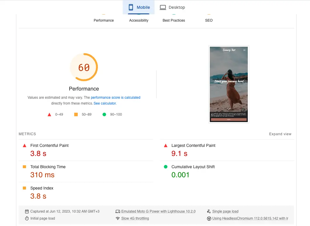 Webador performance of speed 