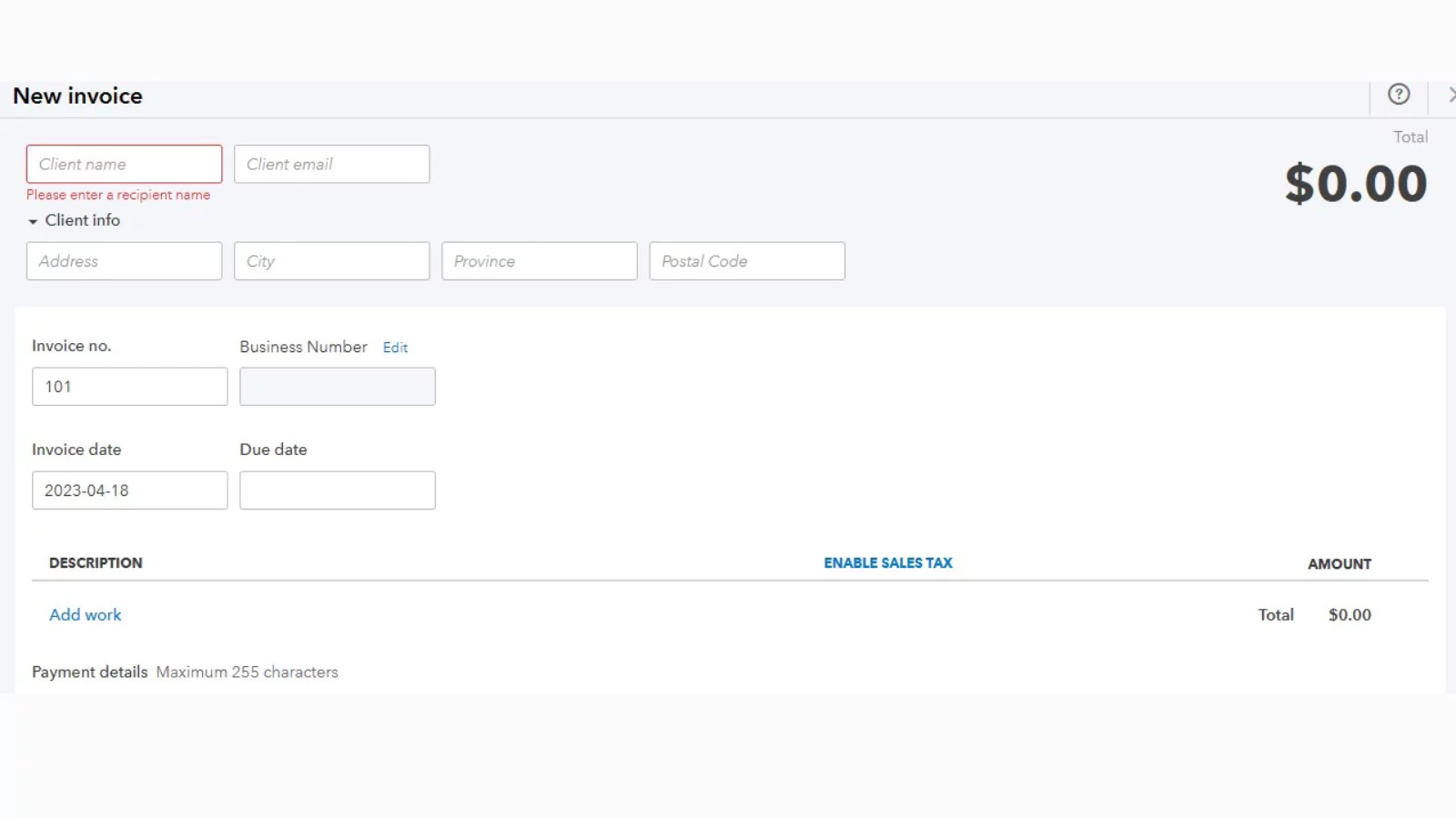 quickbooks accounts receivable new invoice creation