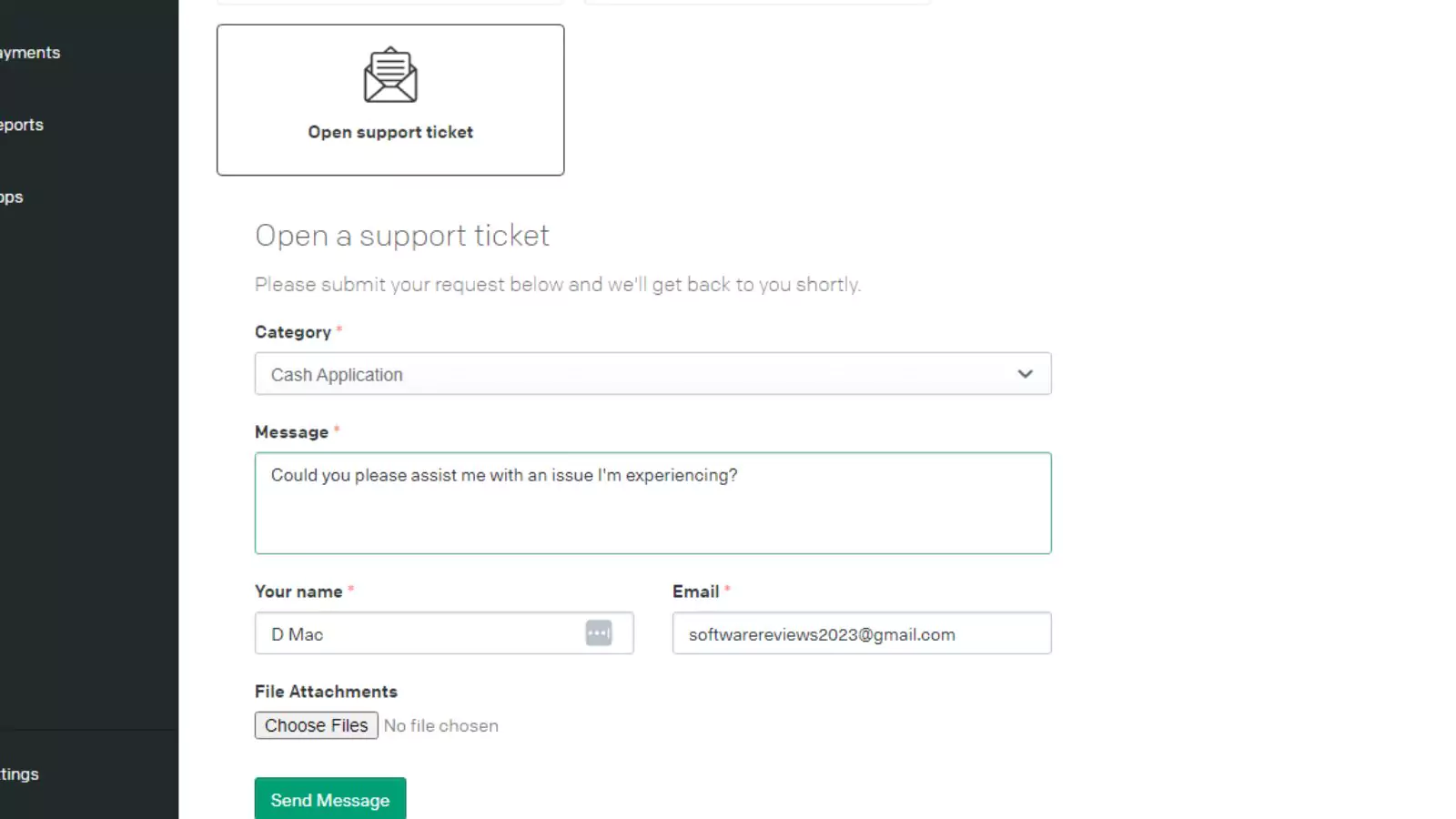 invoiced Accounts Receivable support tickets