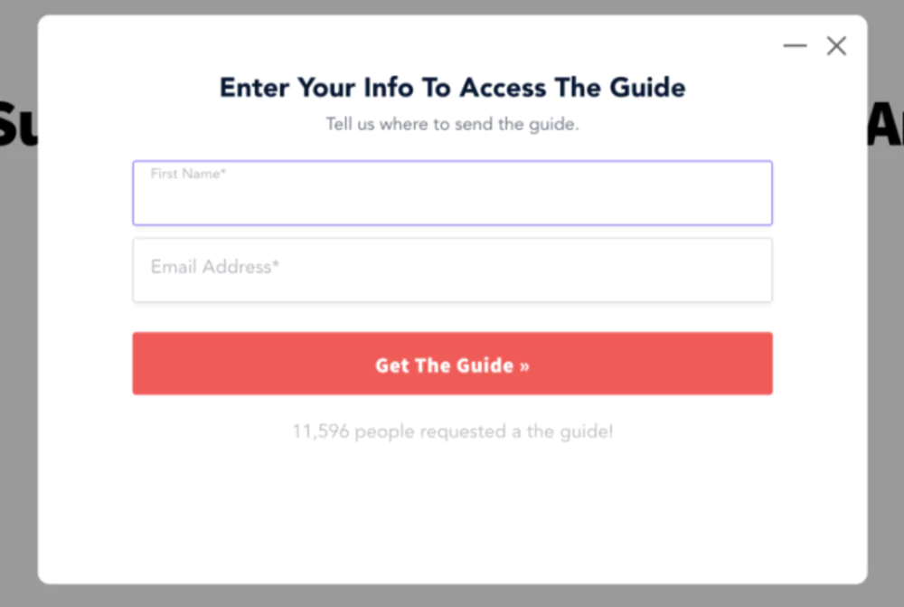 GetLeadForm uses a clear, simple and effective lead form to build their email list
