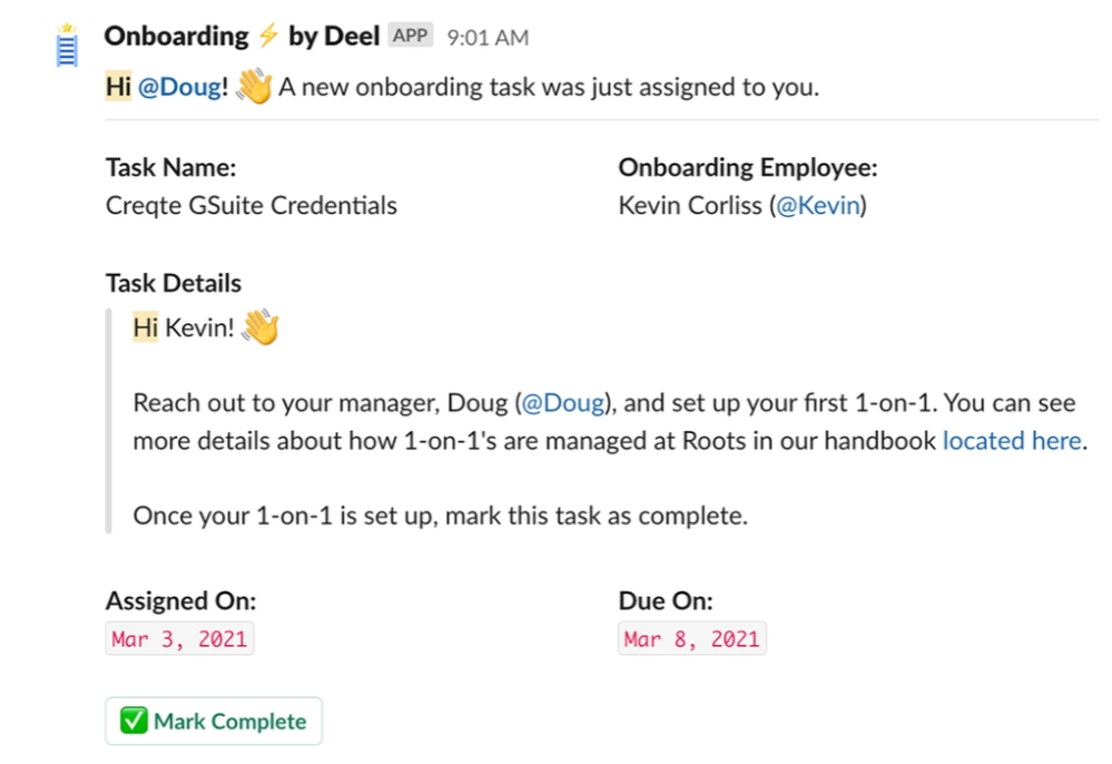 Deel HR onboarding notifications