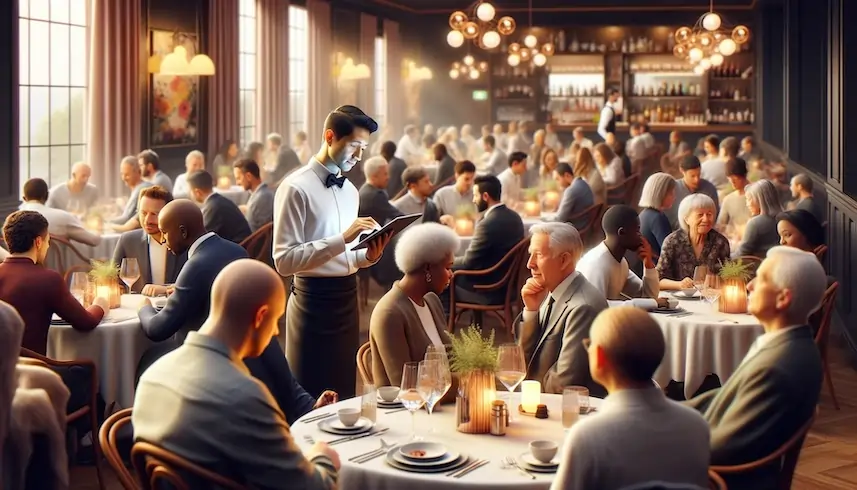 waiter using ipad POS