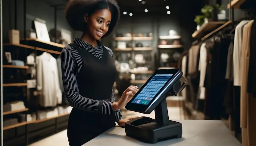 sales clerk on counter
