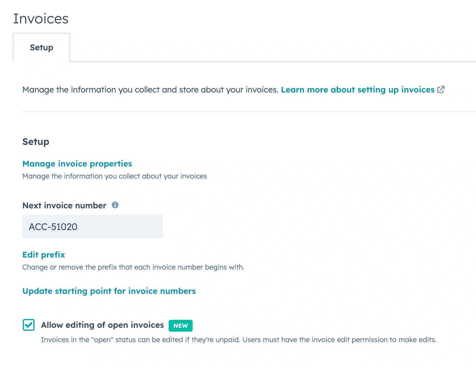 Hubspot Commerce Hub invoice 