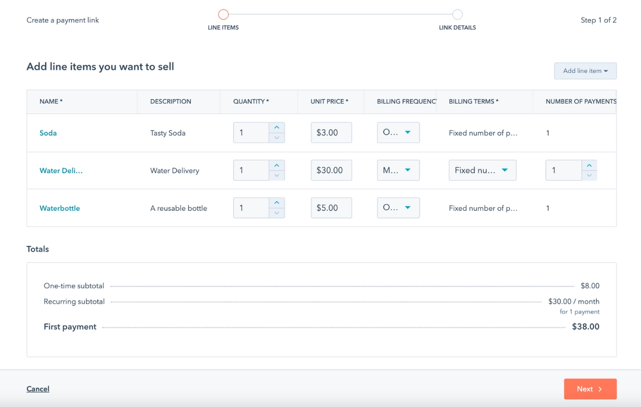 Hubspot Commerce Hub payments