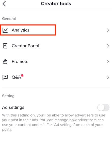 tiktok analytics screen