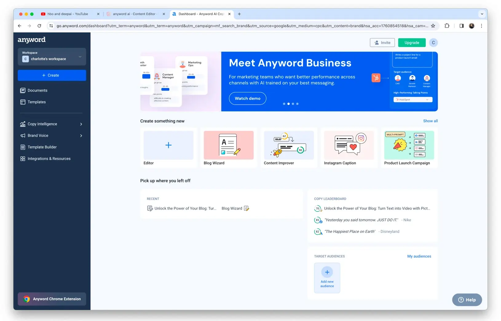 Anyword Dashboard 