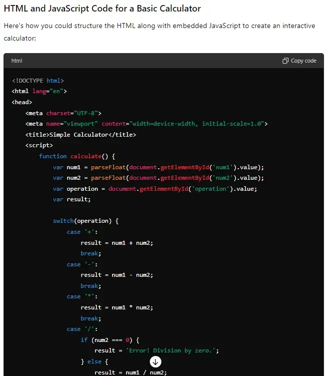 ChatGPT HTML coding