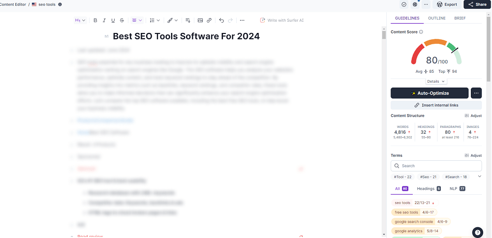 surferseo Content Editor & SEO Tool