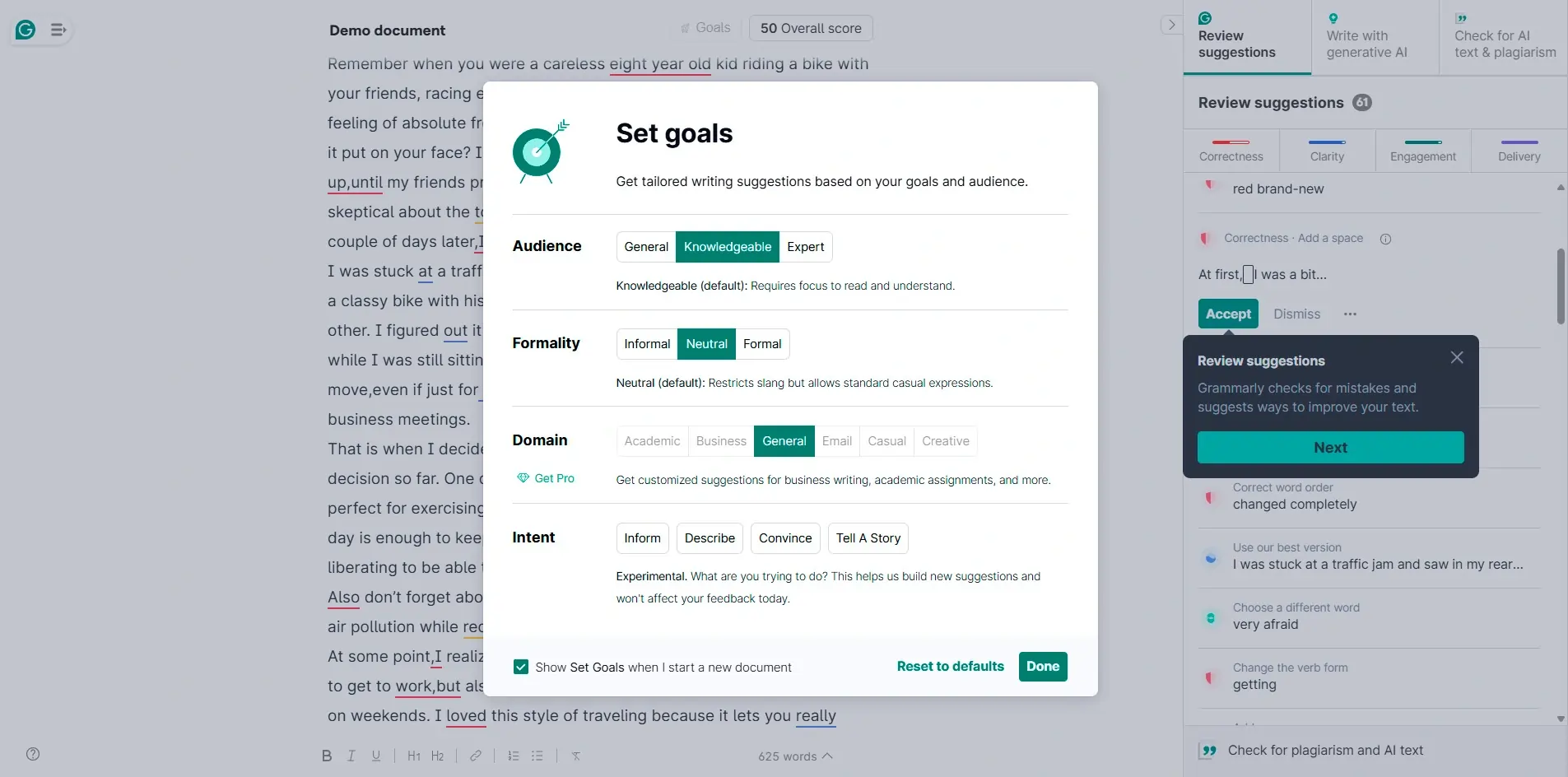 Grammarly Customization and Control Options