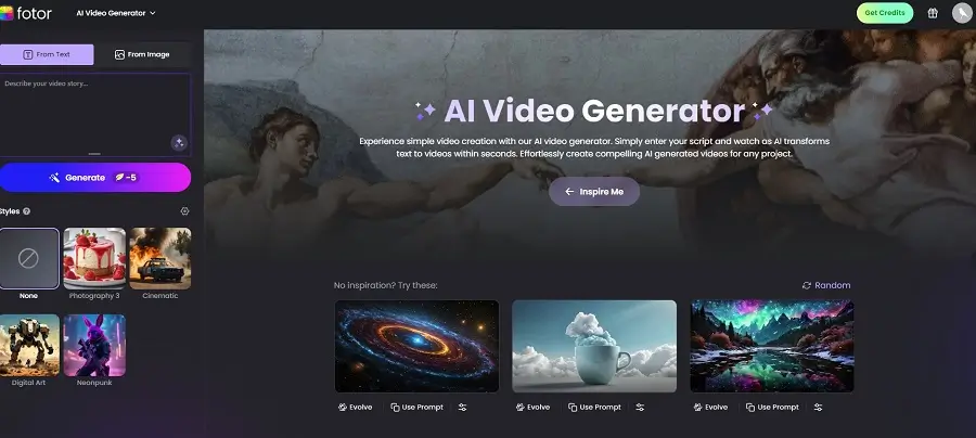 fotor AI video generator