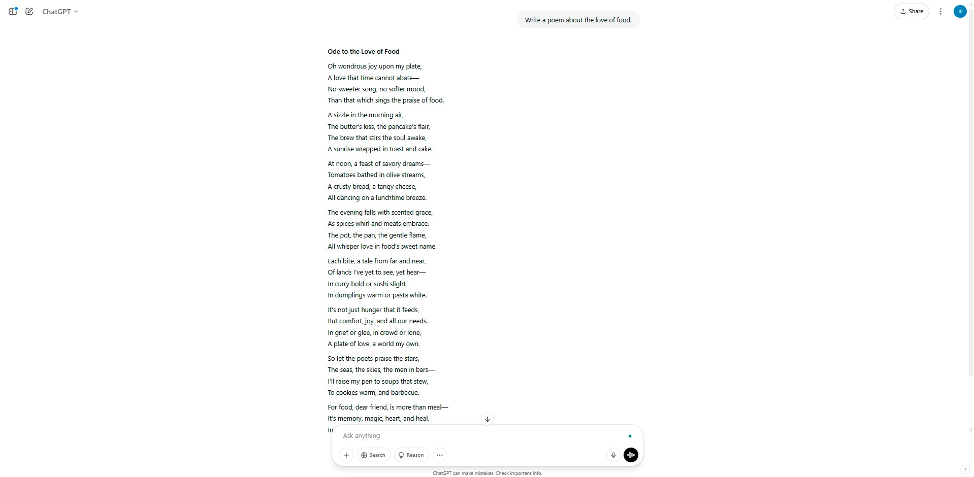 ChatGPT Text Generation Capabilities