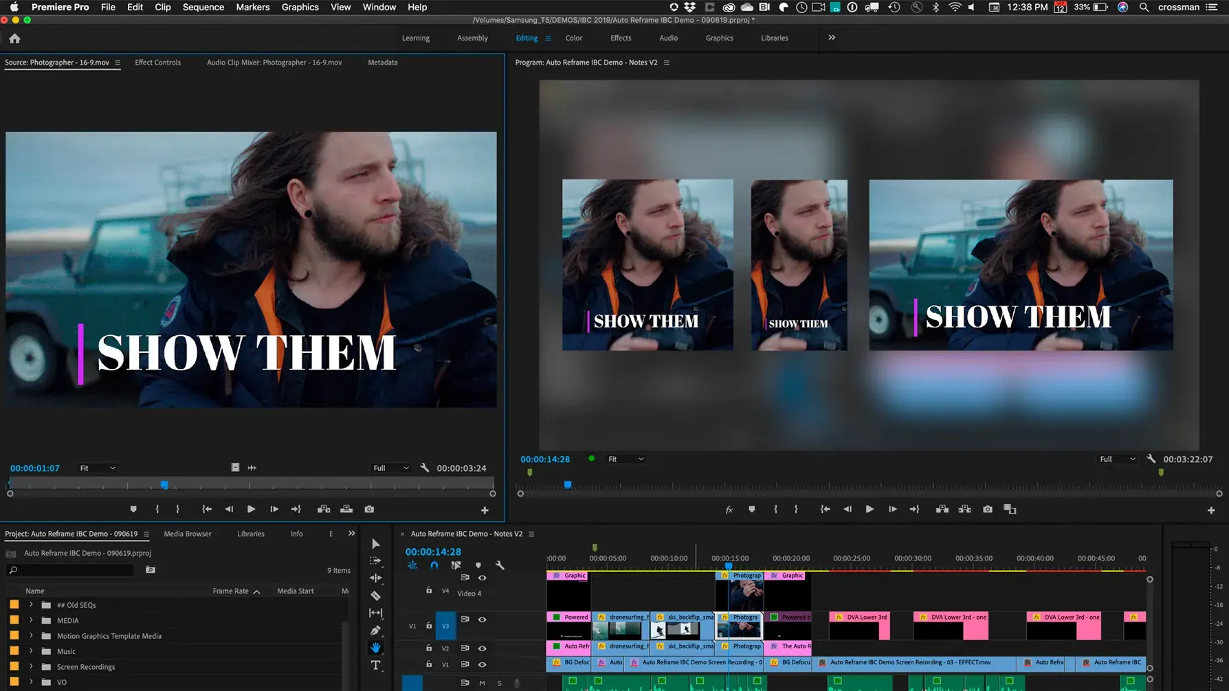 Adobe premier Auto Reframe for Social Media Content
