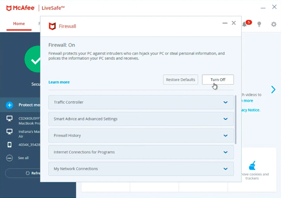 Firewall Security Screen