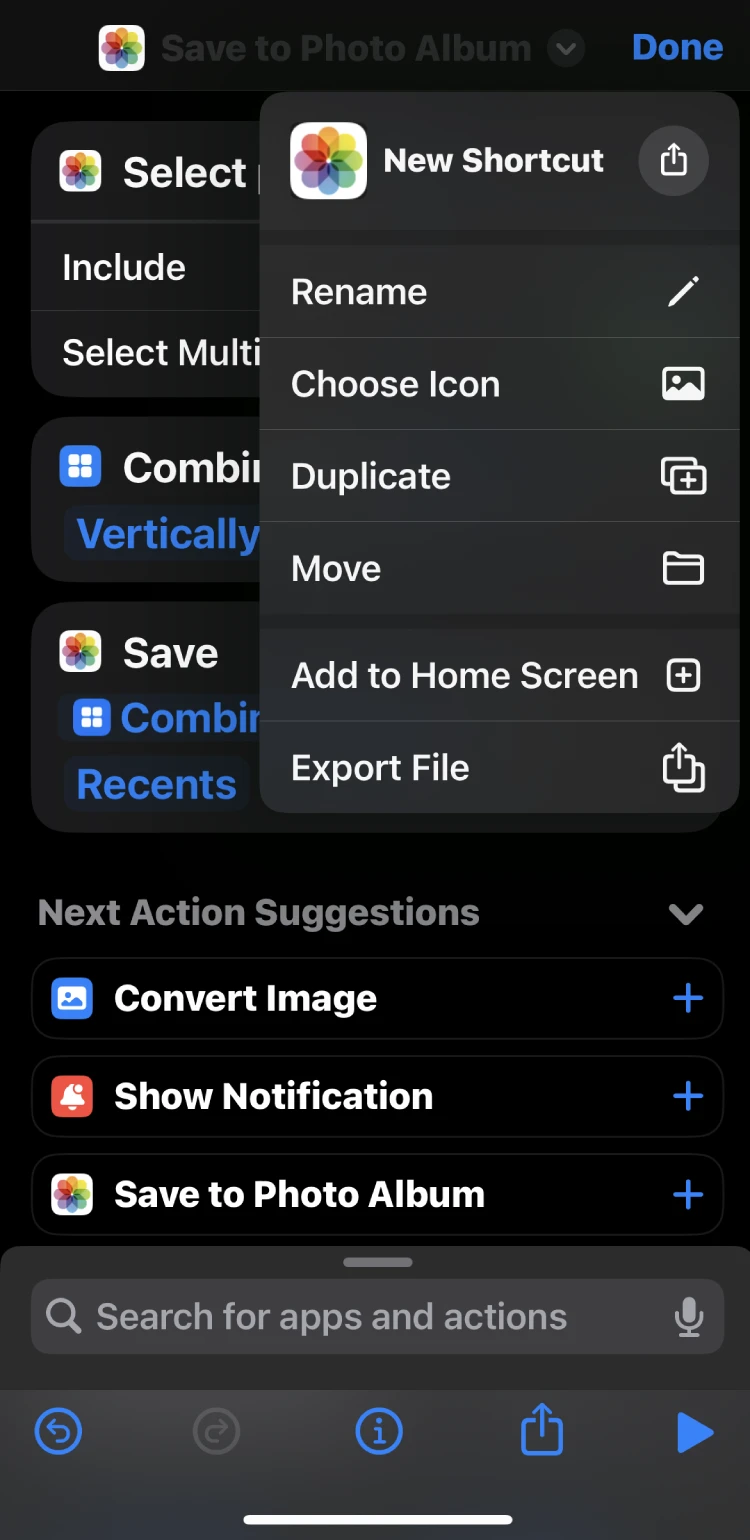 Add to home screen option