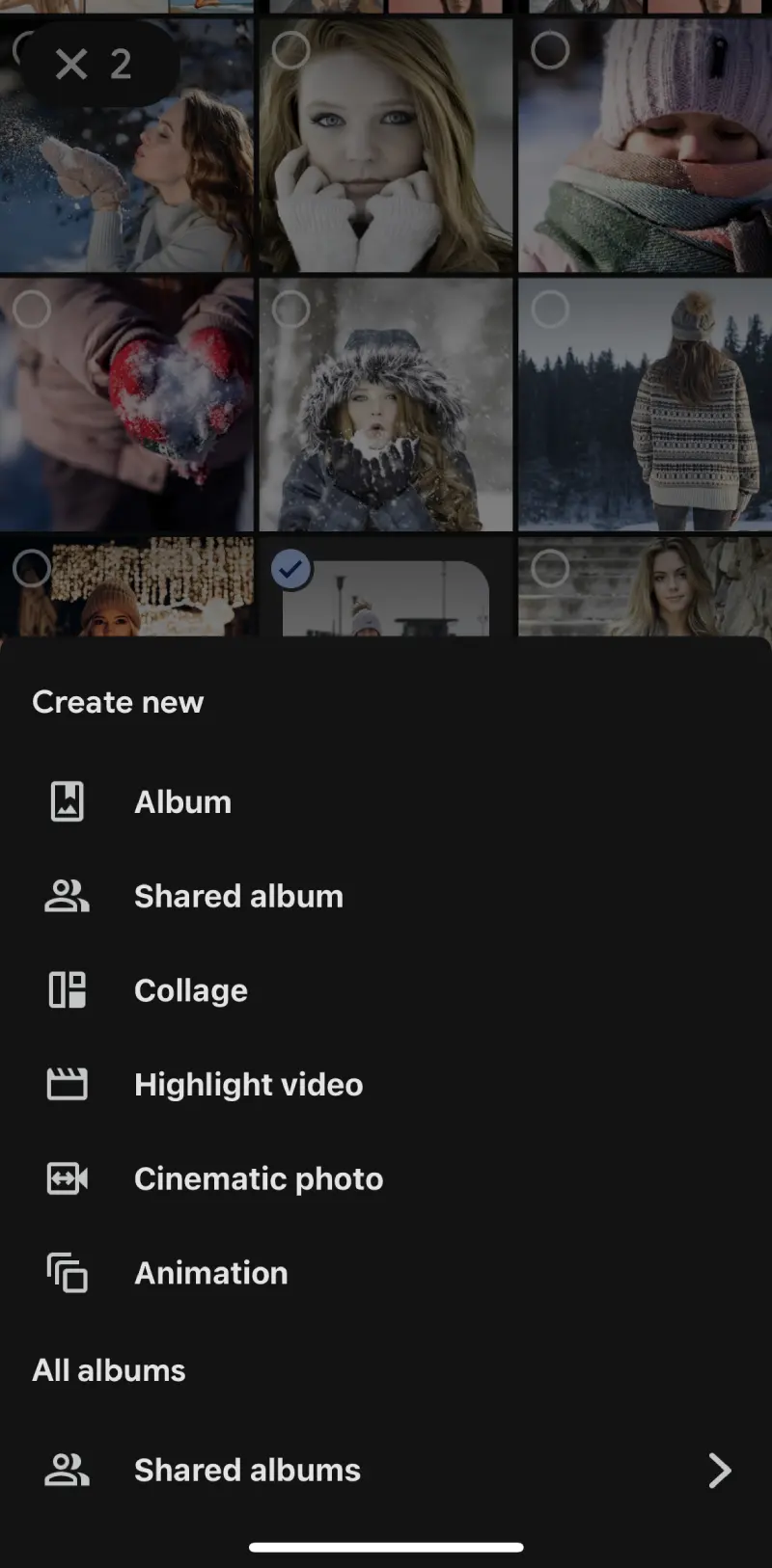 Google Photos Menu