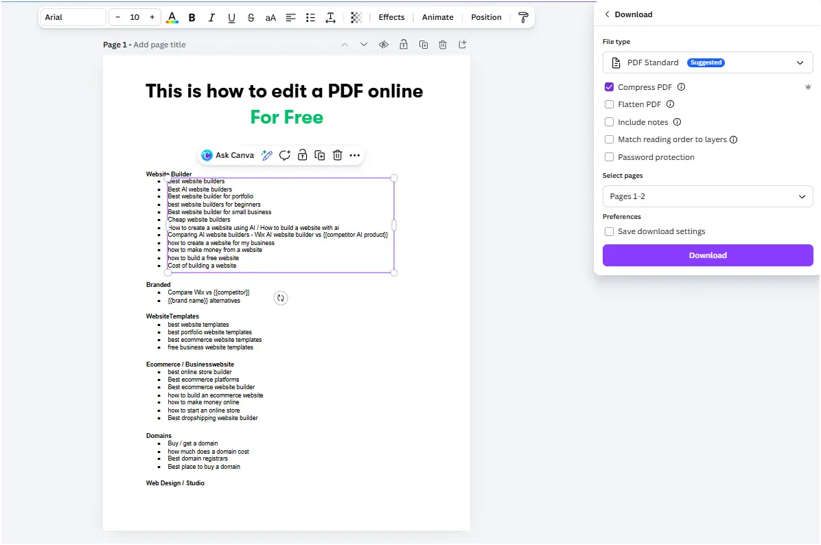 canva PDF editor