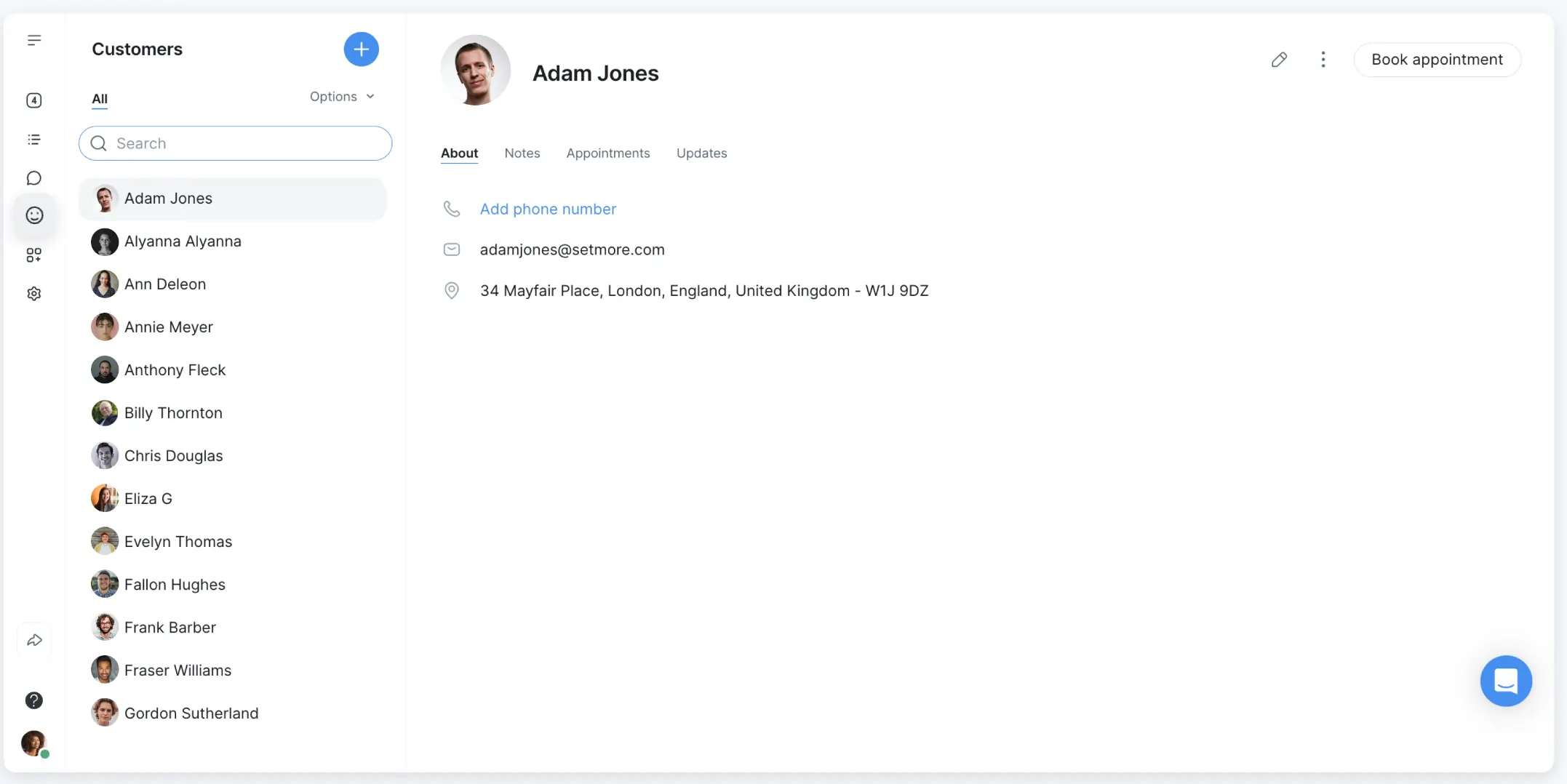 Setmore Client Management 