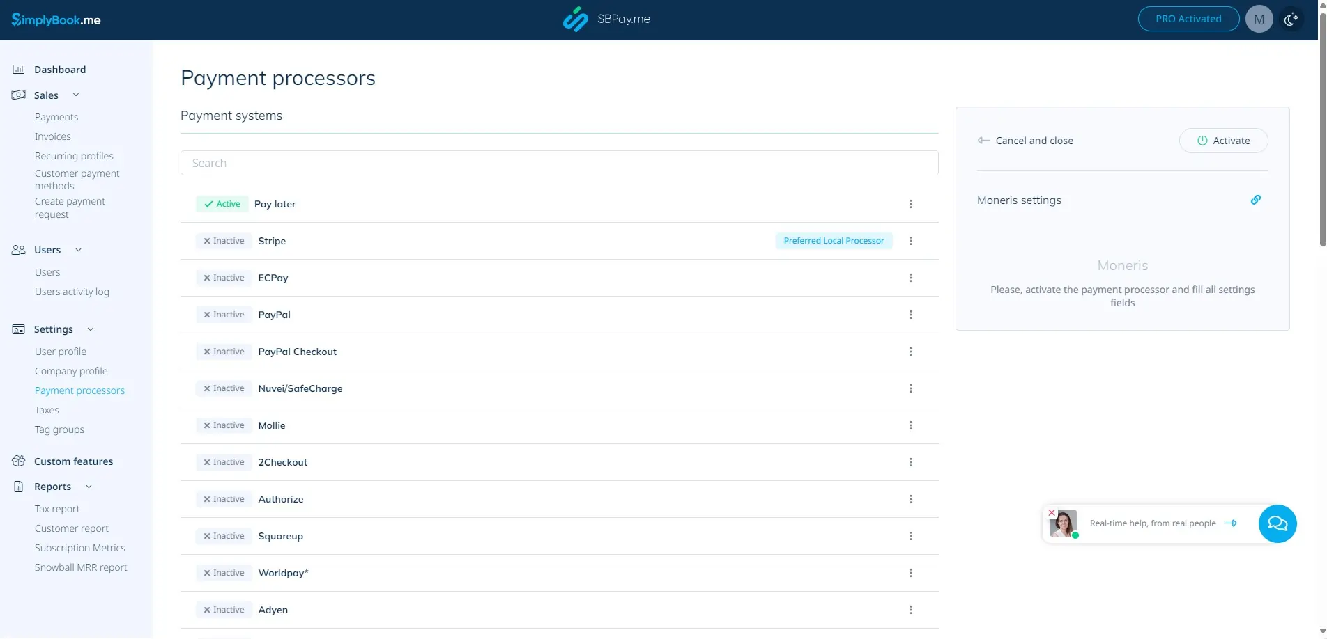 SimplyBook.me - payment processors and integration
