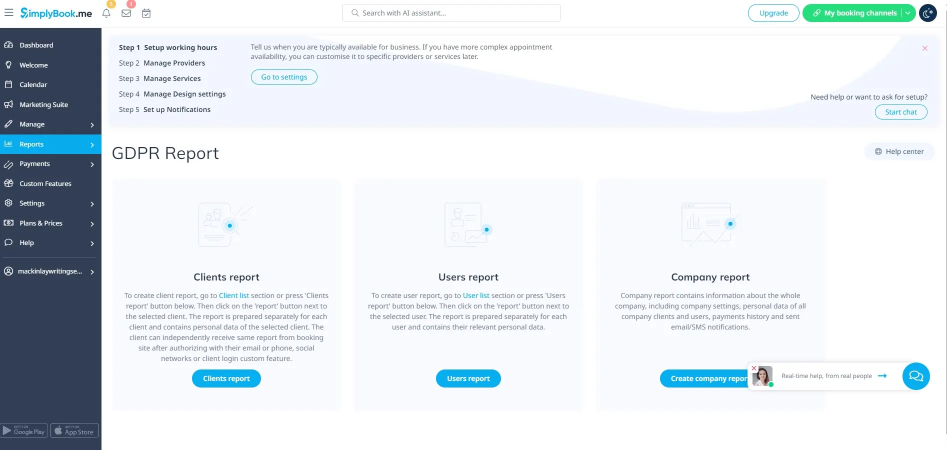 SimplyBook.me - reports
