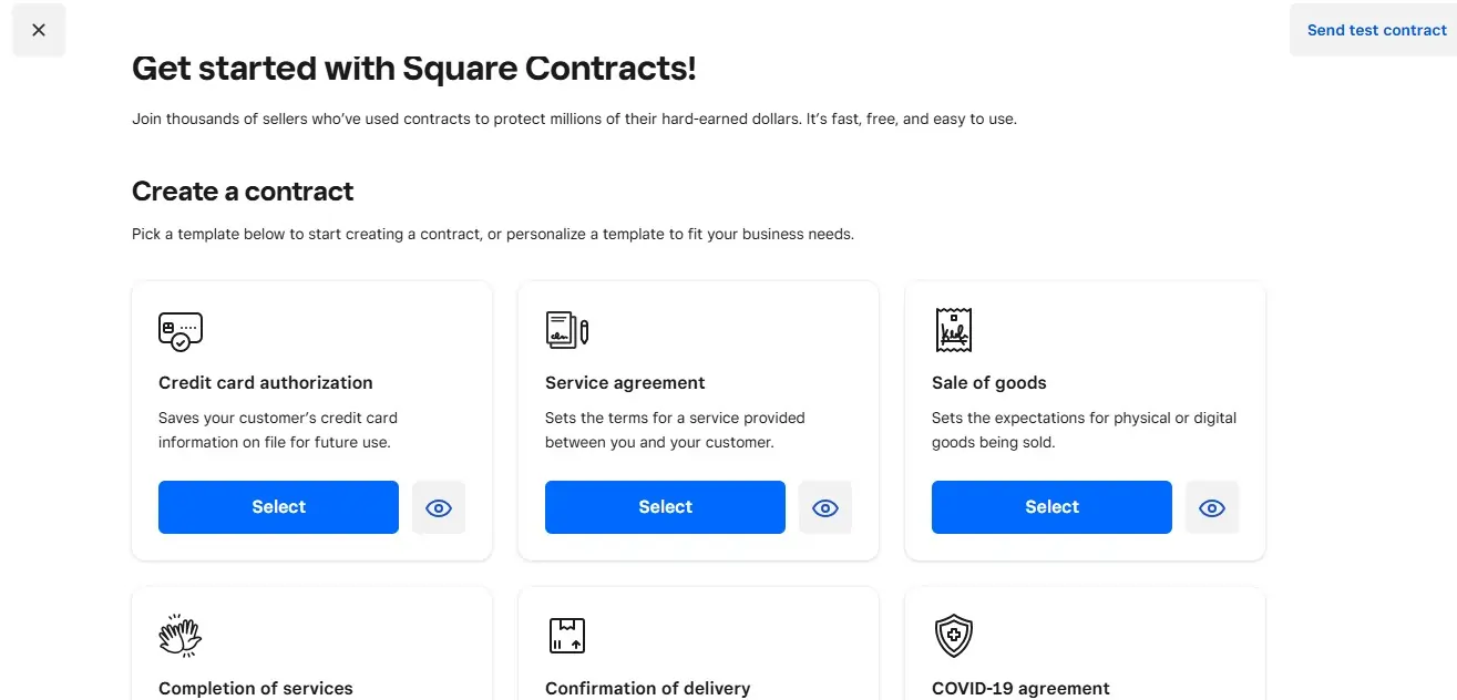 Square appts - set up contracts