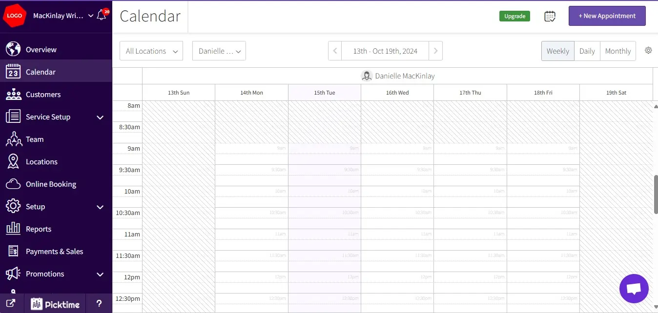 Picktime - dashboard