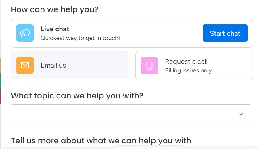 Monday.com live chat
