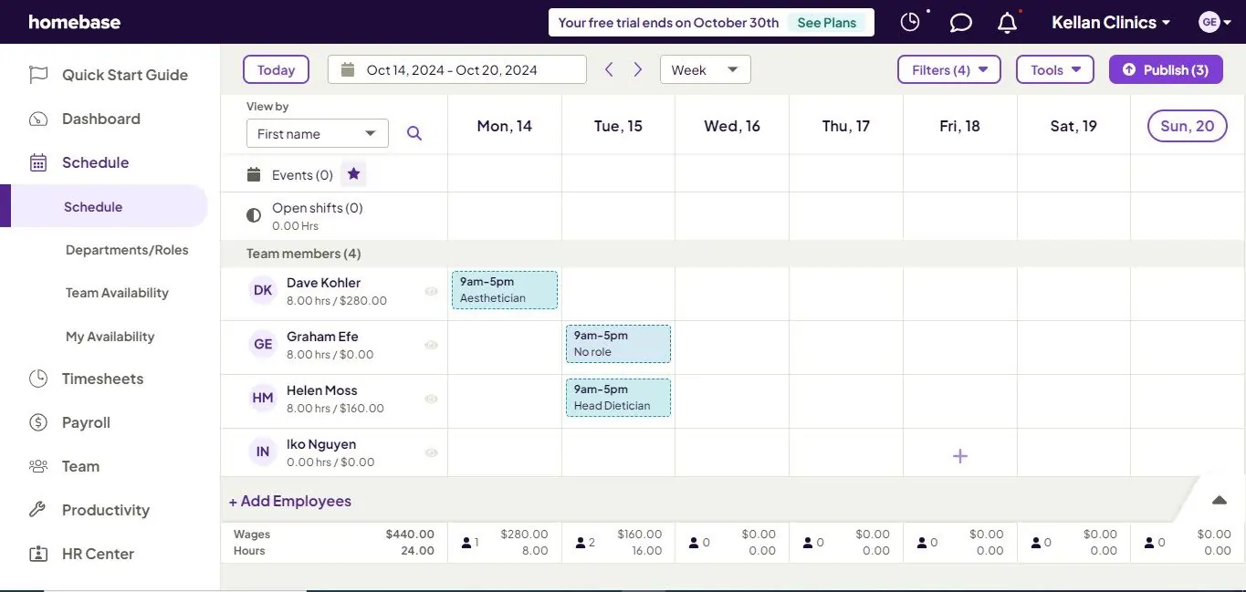 homebase schedule
