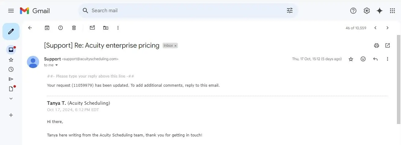 acuity email support