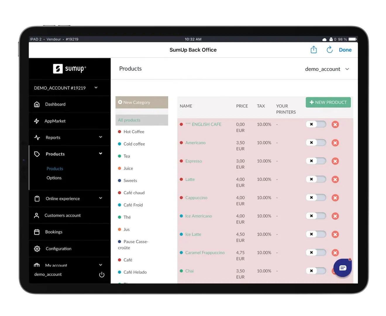 sumup back office